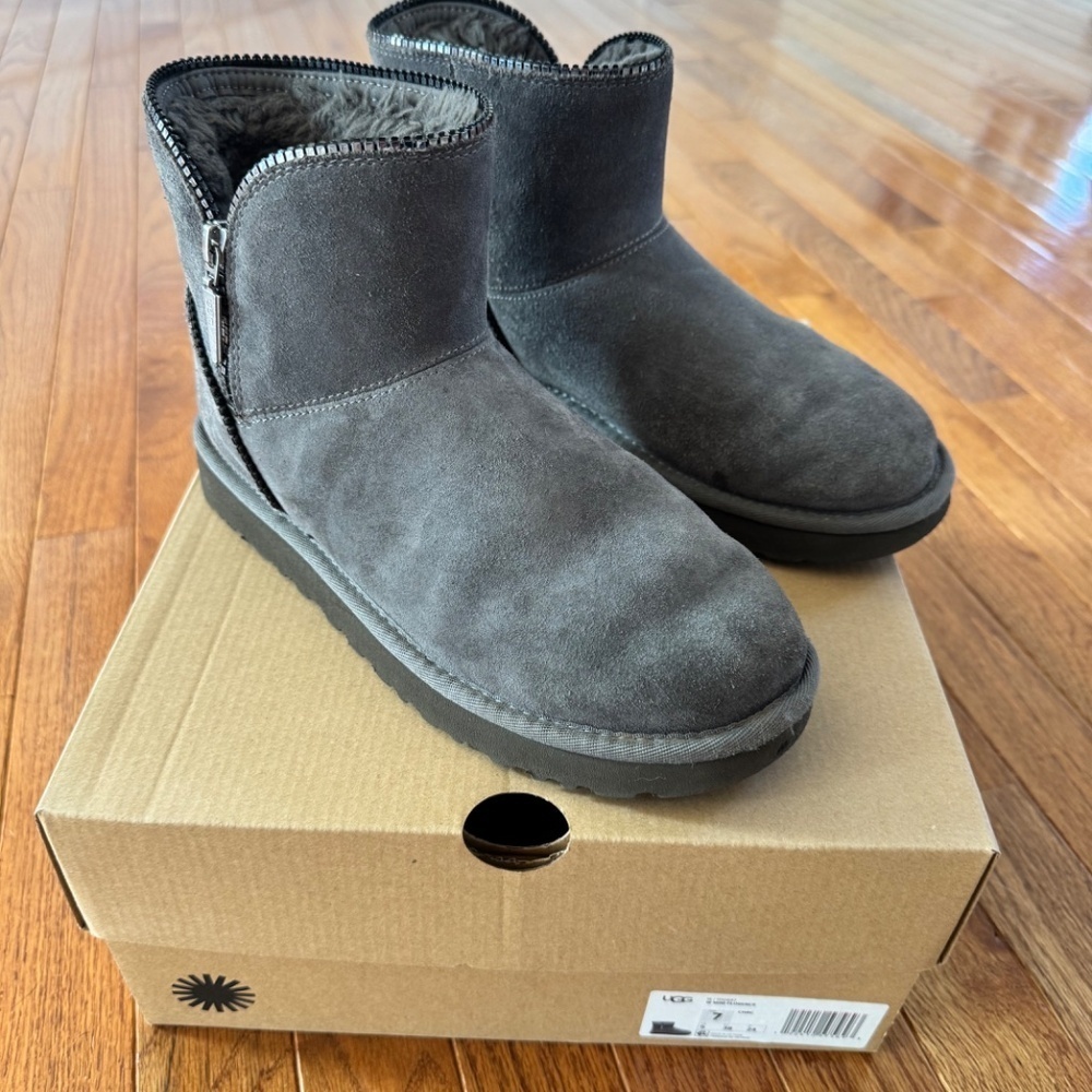 UGG Women's Mini Florence Boot, Charcoal Gray, Size 7